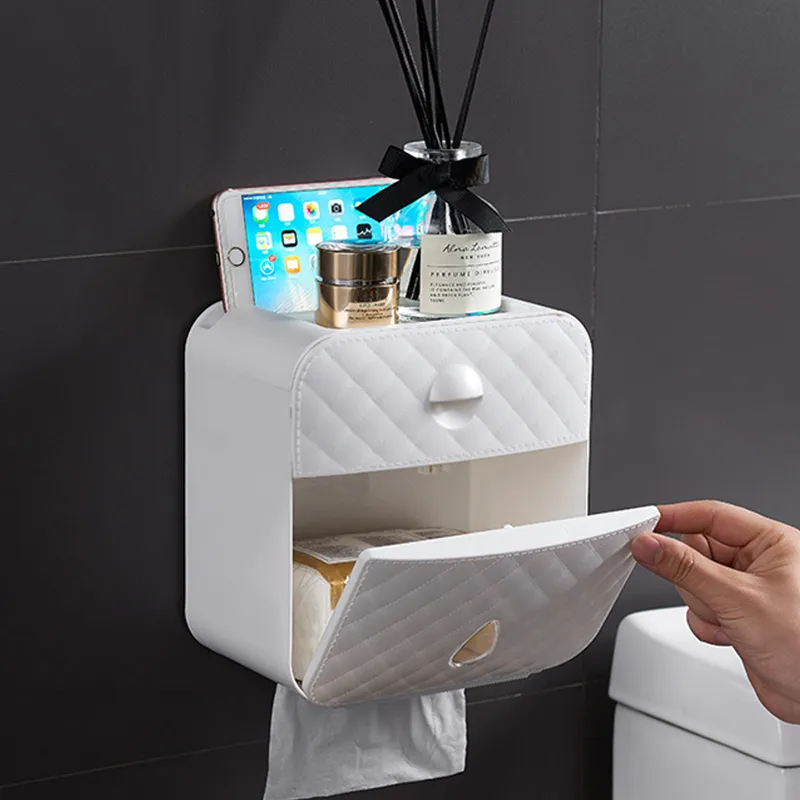 Badezimmer Toilettenpapier Handtuchhalter Kreativer wasserdichter Halter für Toilettenpapierfach Rollenpapierrohr Aufbewahrungsbox Fach Tissue Box 210320
