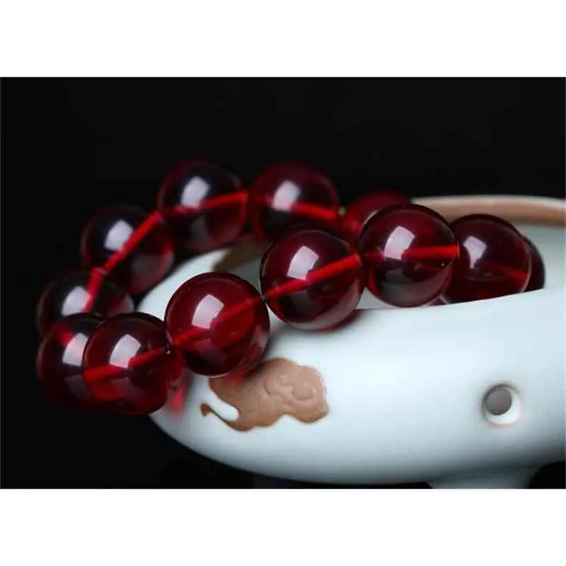 Natural Baltic Red Amber Elastic Large Bracelet Men Women Gifts Blood Ambers Beads Beaded Bracelets Fashion Jewelry Accsori