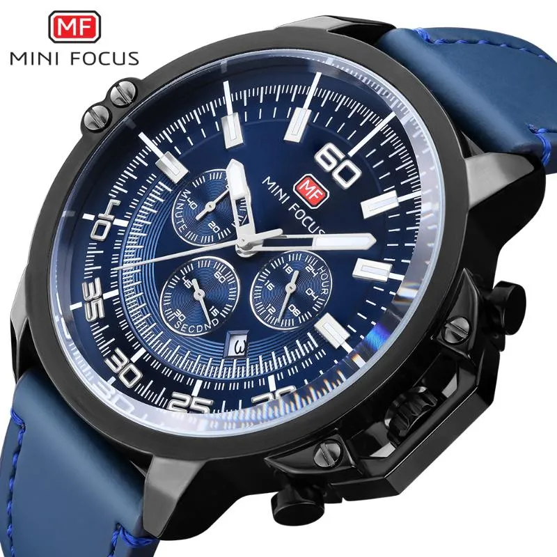 Relógios homens cronógrafos esportes de couro impermeabilizado Watch masculino masculino masculino Whatches Wristwatches289m
