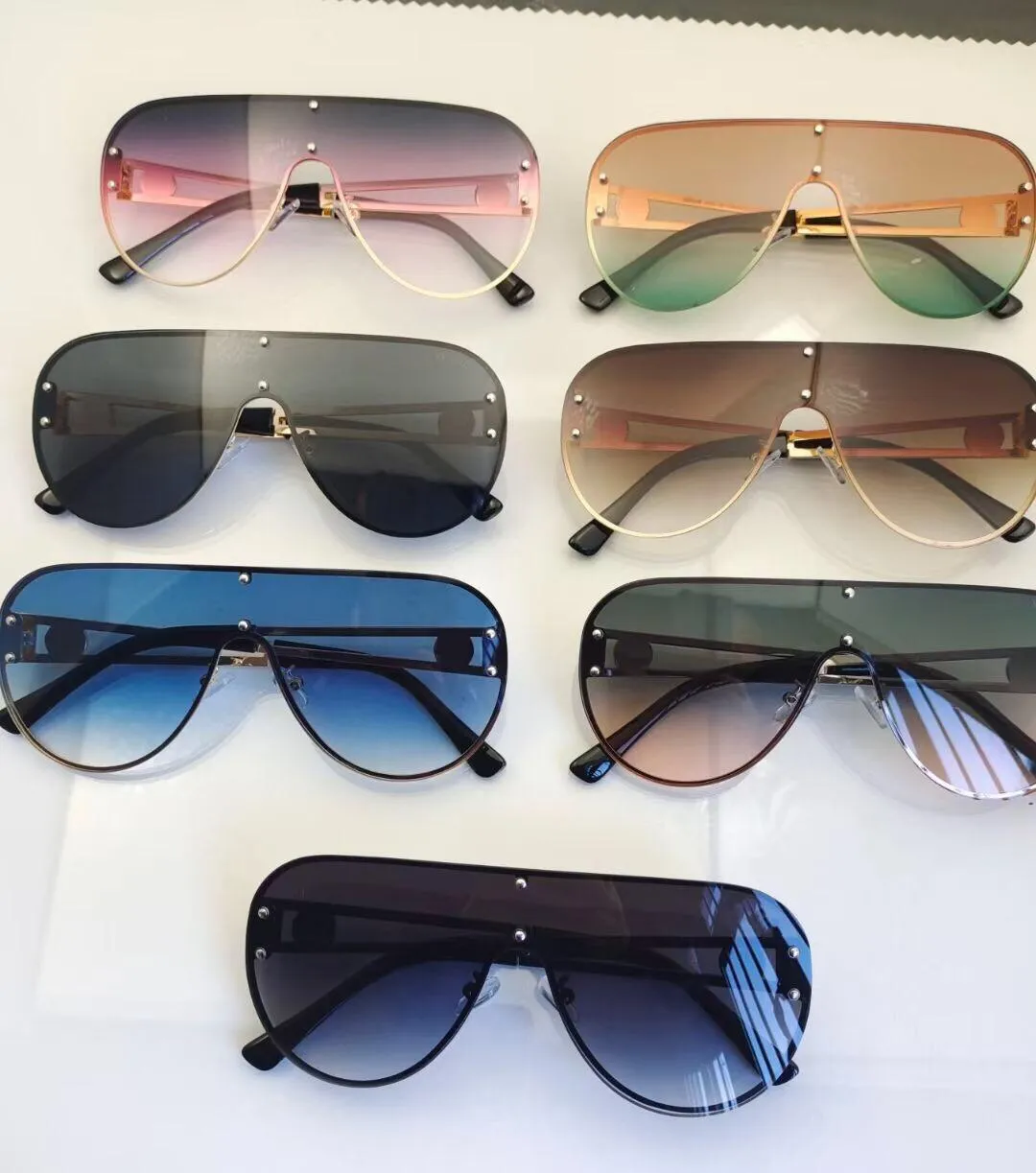 Bouclier Wrap lunettes de soleil pilote or noir gris mode femmes lunettes de soleil surdimensionnées UV400 lunettes de Protection avec étui 2707