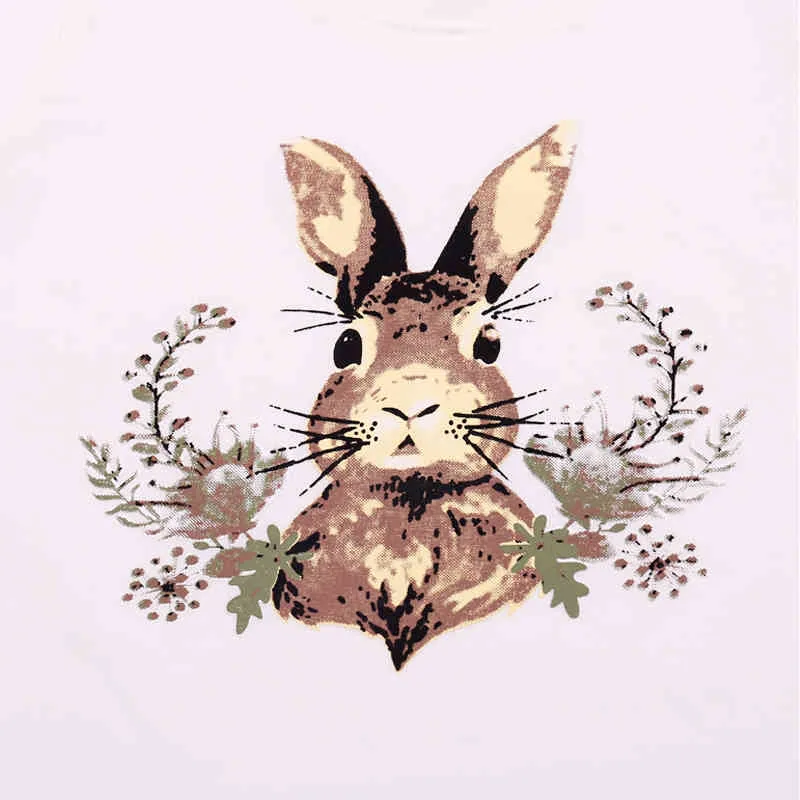 Mädchen Kleidung Set Sommer Kaninchen Druck T-shirt + Mesh Rock Cartoon Kinder 210515