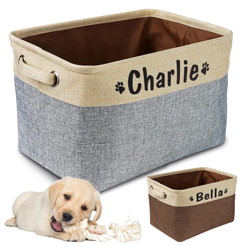 Personalizado Pet Dog Brinquedo De Armazenamento Basca De Lona Bolsa Dobrável Brinquedos Caixa De Linho Caixas De Acessórios Suprimentos