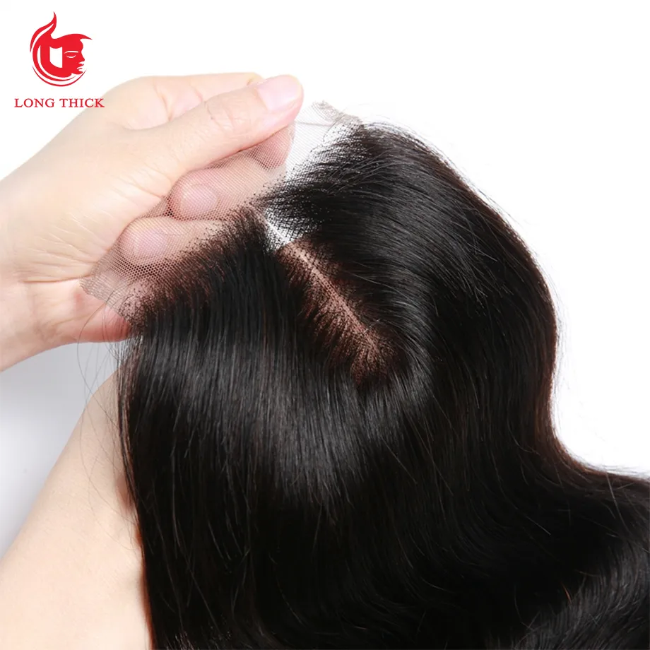 4x4 Swiss Lace Closure 100% cheveux humains pour femmes noires produits capillaires brésiliens ligne de cheveux naturelle vague de corps dentelle frontale Closureusine di