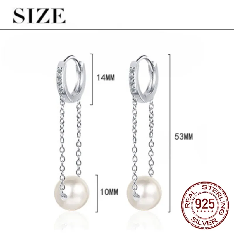 Pendientes elegantes de perlas de perlas de moda para mujeres Real 925 Regalo de joyería de plata esterlina al por mayor xeh628