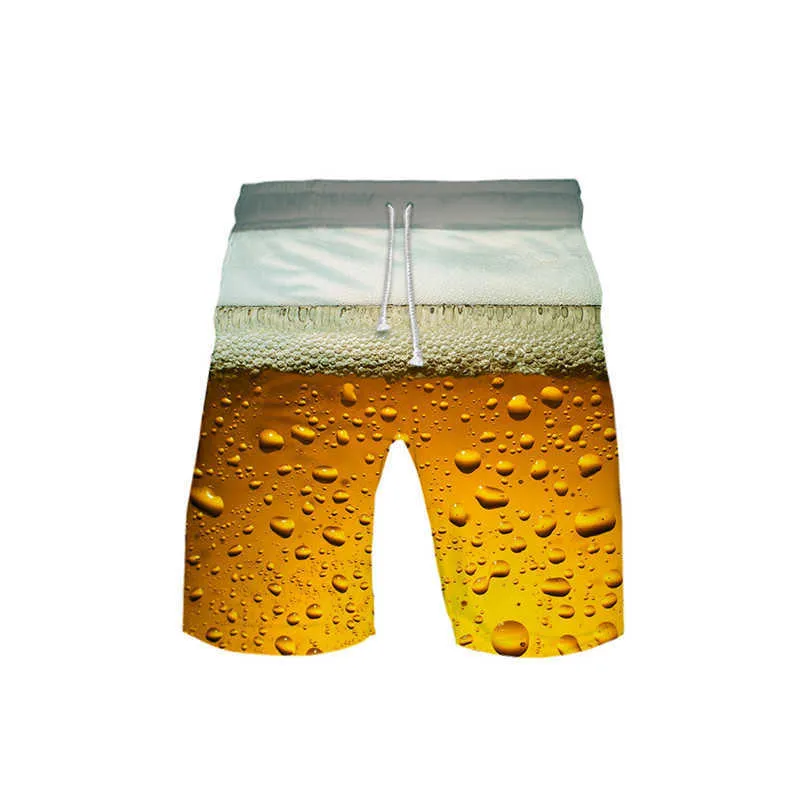 맥주 Day3d 컬러 인쇄 반바지 시원하고 통기성 해변 바지 여름 남성 패션 남성 캐주얼 반바지 운동복 210716