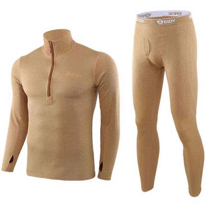 ESDY FLEECE THERMAL Underwear Uomo Autunno Inverno Warm Long Johns Fitness Sport Compressione Traspirante Leggins Thermo Tracksuit 211215