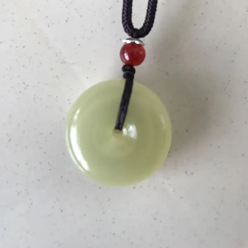 Livraison directe XinJiang Jade bouton de sécurité pendentif chinois Jade PingAnKou amulette collier avec chaîne pour hommes femmes