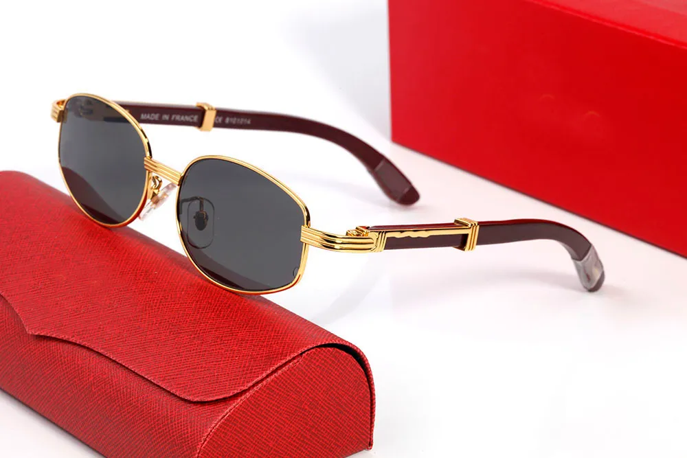 Designer Sunglasses for Men Women Round Oval Buffalo Horn Glasses Full Frame Fashion Mens Brand Carti Sunglass Alloy Wrap Bamboo W228S