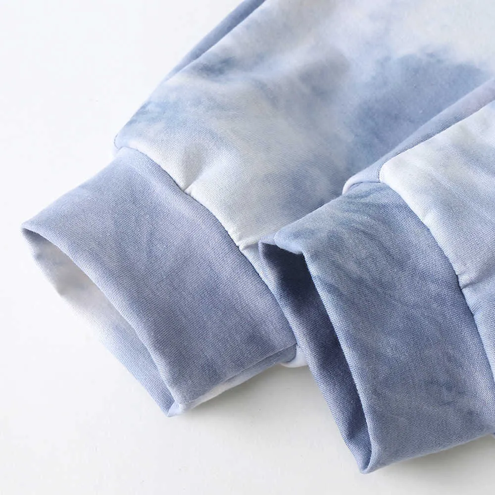 Abbigliamento bambini Ragazzi Ragazze Tie Tinga Manica Lunga Blu Maglia con cappuccio Blue Pants Style Style Set 2021 Primavera Autunno Nuovo x0902