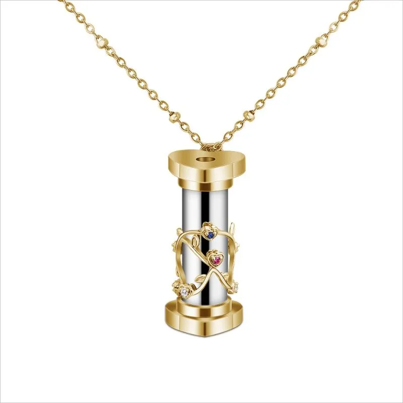 Pendant Necklaces Mini Kaleidoscope Necklace Gold Color Stainless Steel Heart Crystal For Children Gift Choker Party Jewelry204l
