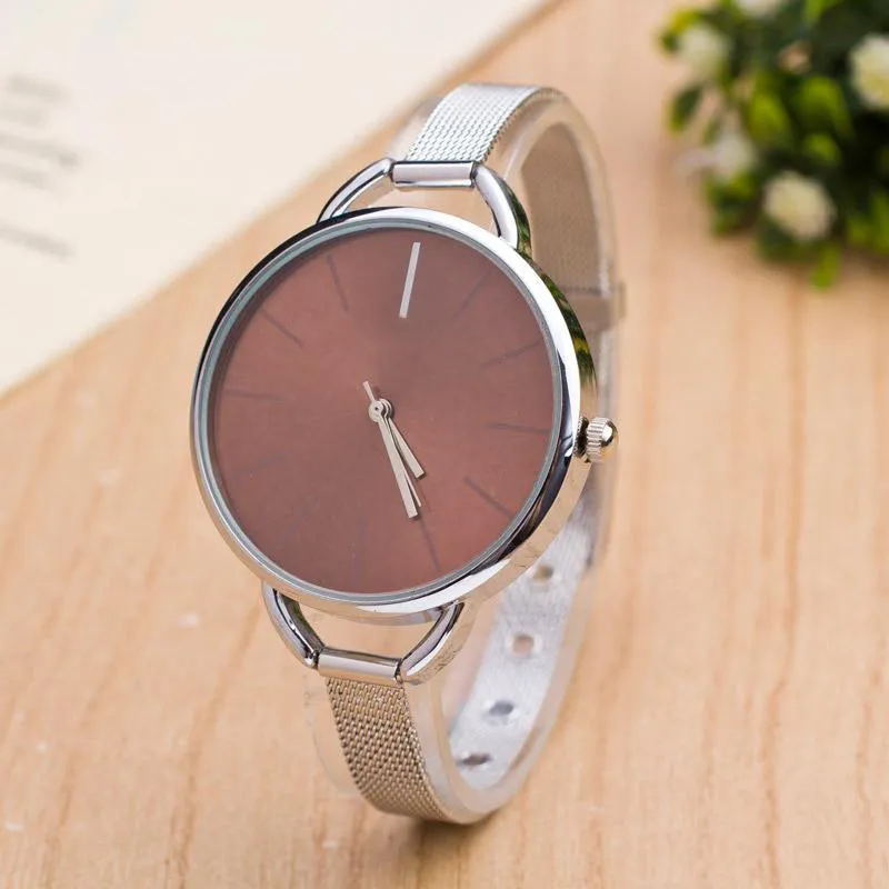 Top Brand Wrist Watch Women Girl Thin Steel Metal Band Quartz Clock C02282L