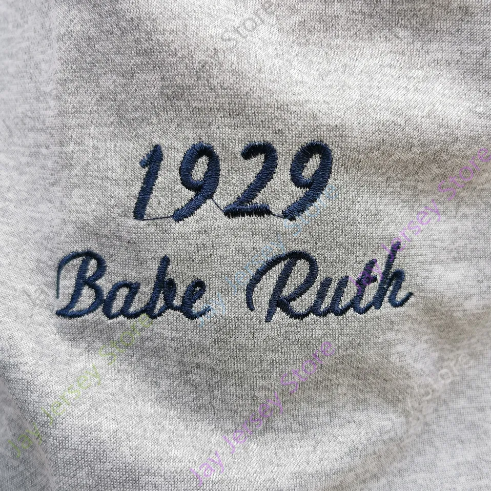 Koszulki bejsbolowe Babe Ruth Jersey Retro Vintage 1914 1929 Szary prążkowany Cooperstown 1935 Kremowy prążkowany Hall of Fame 75th Grey Navy Women