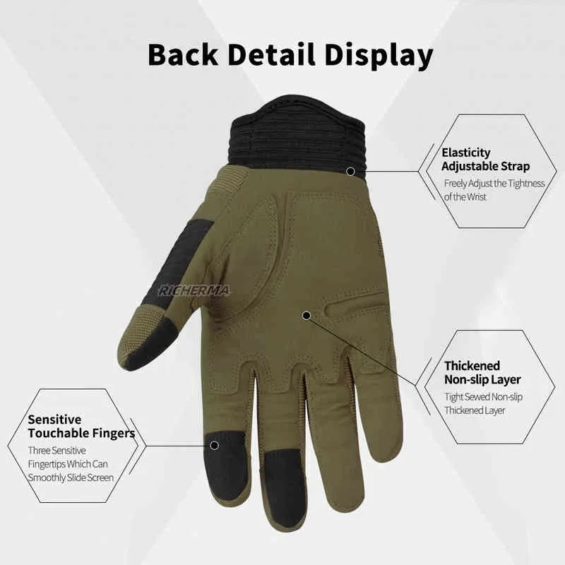 Motorcycle Black Hard Knuckles Protective Men Women Durable Touch Screen Tactical Gloves For Snowmobile Dirt Bike