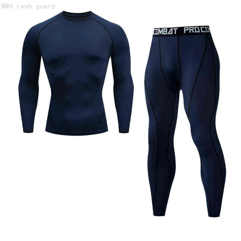 Thermische Set Kompression Männer Lange Unterwäsche Anzug Rashguard Weißer Winter Warme erste Schicht Strumpfhose T-Shirt + Leggings Set Männer 211211