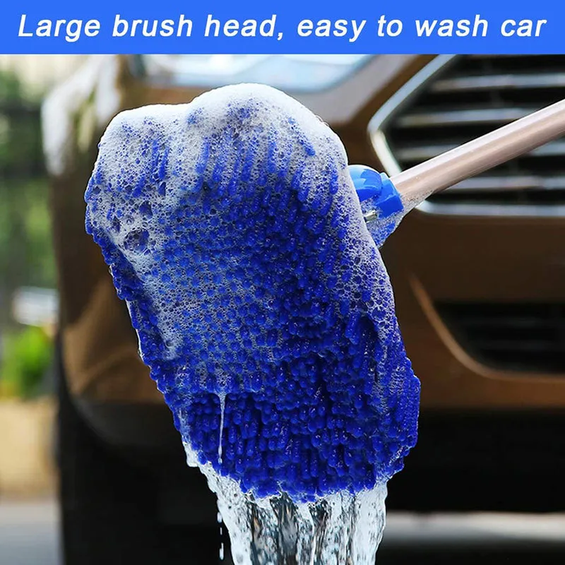 2021 Upgrade 2 in 1 Three section Telescoping Long Handle Car Wash Brush Mop Thick Chenille Microfiber Broom Cleaning Tool