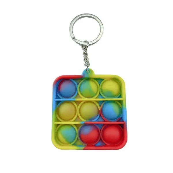 Porte-clés Simple Dimple Fidget Toys Pousser Bulle Jouet Sensoriel Coloré Lumineux Doux Squishy Antistress Porte-clés Pendentif