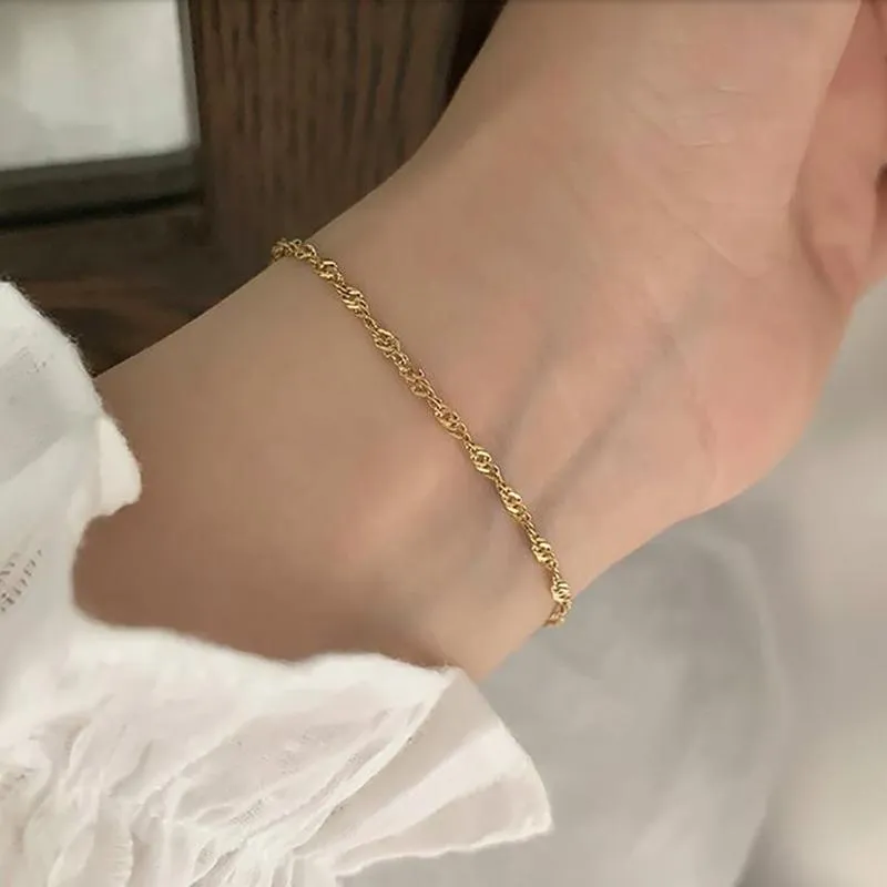 SJHO-44 2021 Koreańska moda cienkie złote bransoletki dla dziewcząt na niszczyciela łańcucha stali nierdzewnej antyalaństwa 2628