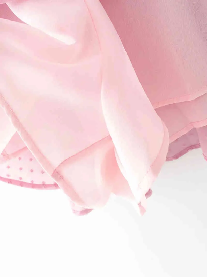 Süße Frauen Beflockung Punkte Kleid Sommer Mode Damen rosa Midi ES Party weiblich Boho Soft Liner süße Mädchen Chic 210427