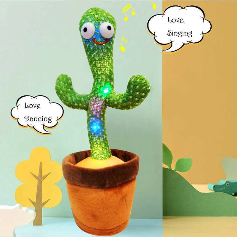 Jouet Cactus dansant pour le corps avec chanson, en peluche, pour enfants, plante en peluche, musique secouante, 21080464279624329684