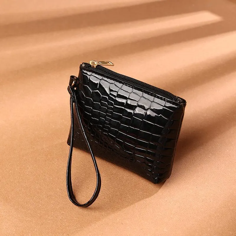 Plånböcker Solid Color Change Purse Women's Alligator Mini Zipper Card Bag Coin Clutch Bank Storage2746