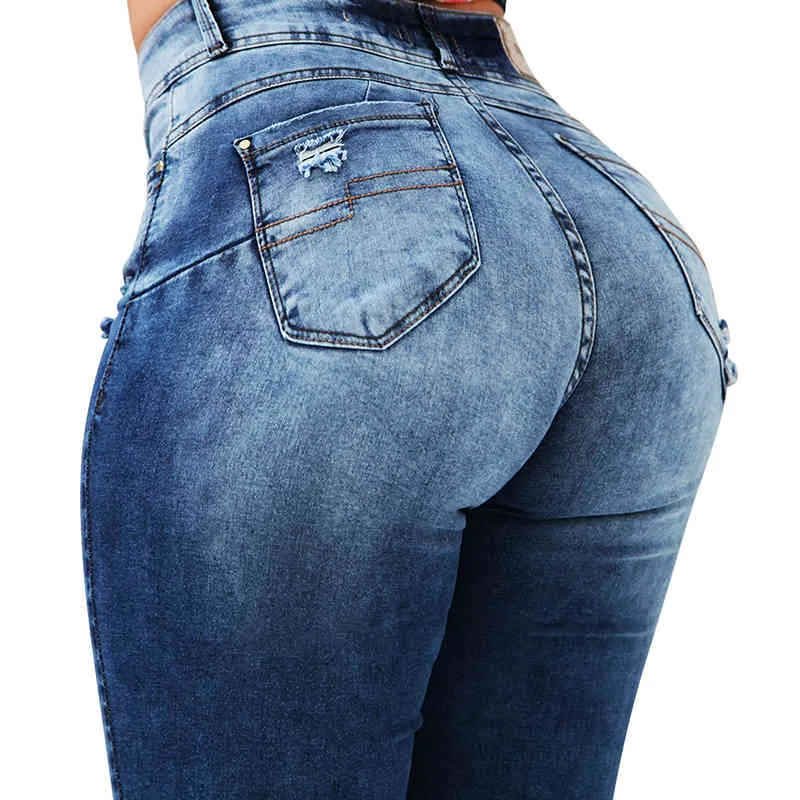 Pantalones vaqueros ajustados de cintura alta para mujer