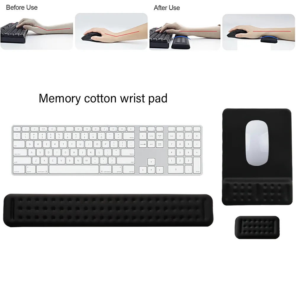 마우스 메모리 손목 키보드 패드 인체 공학적 디자인 비 슬립 자동 성형 사무실 홈 PC 노트북 휴대용