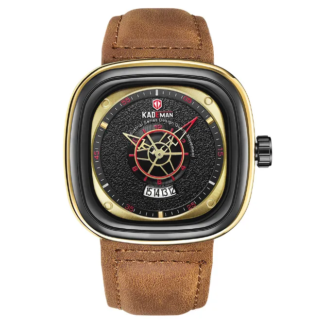 Kademan marca na moda fashon legal dial relógios masculinos relógio de quartzo calendário tempo de viagem preciso masculino relógios de pulso218c
