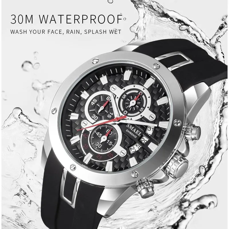 Wysokiej jakości marka silikonowa kwarc zegarki mężczyzn na nocnym pokazie smael zegarek sportowy wodoodporny zegar zegarowy297k
