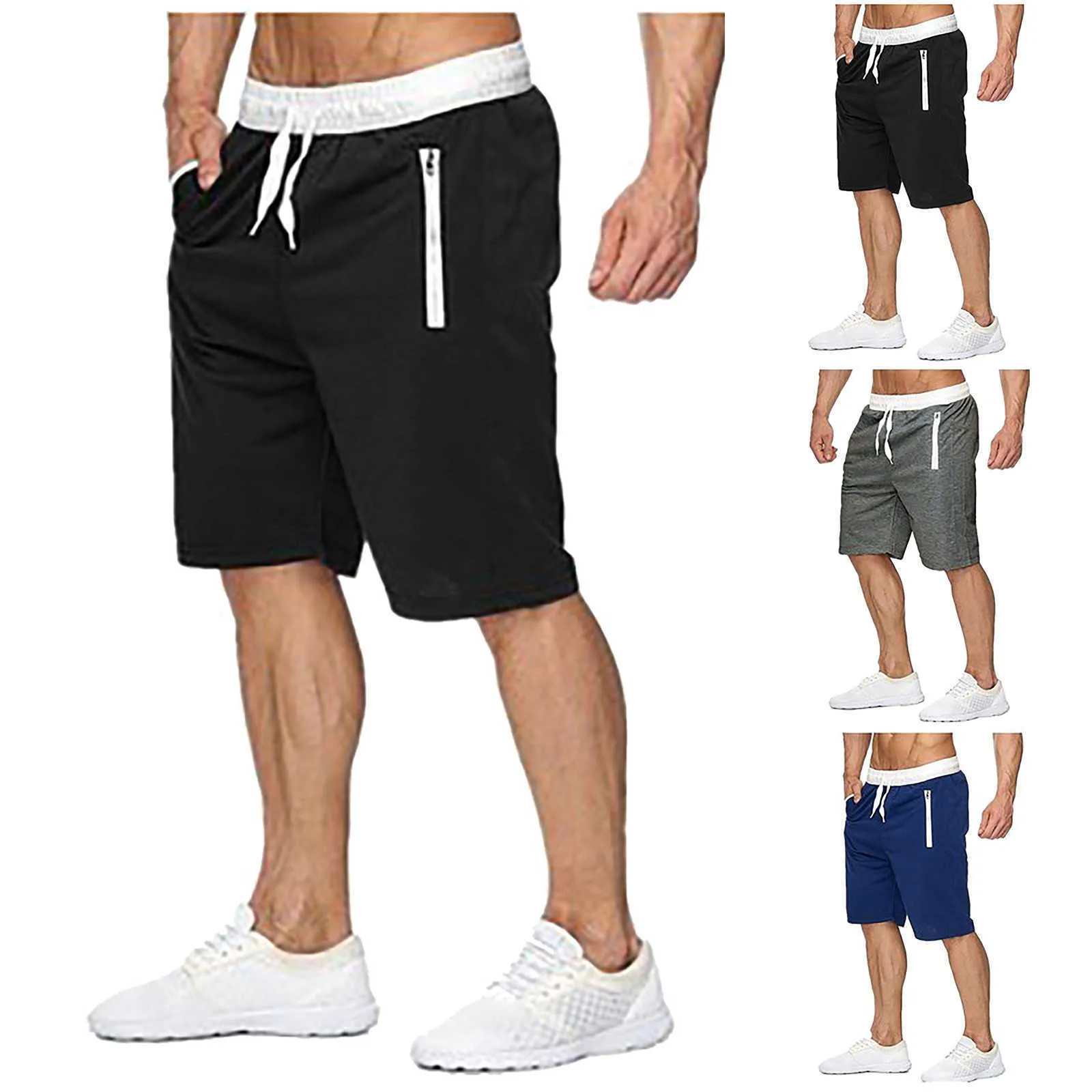 2021 New Summer Quick Drying Sports Shorts Men Casual Elasticity Breathable Loose Indoor Outdoor Fitness Run Shorts Men chemise X0705