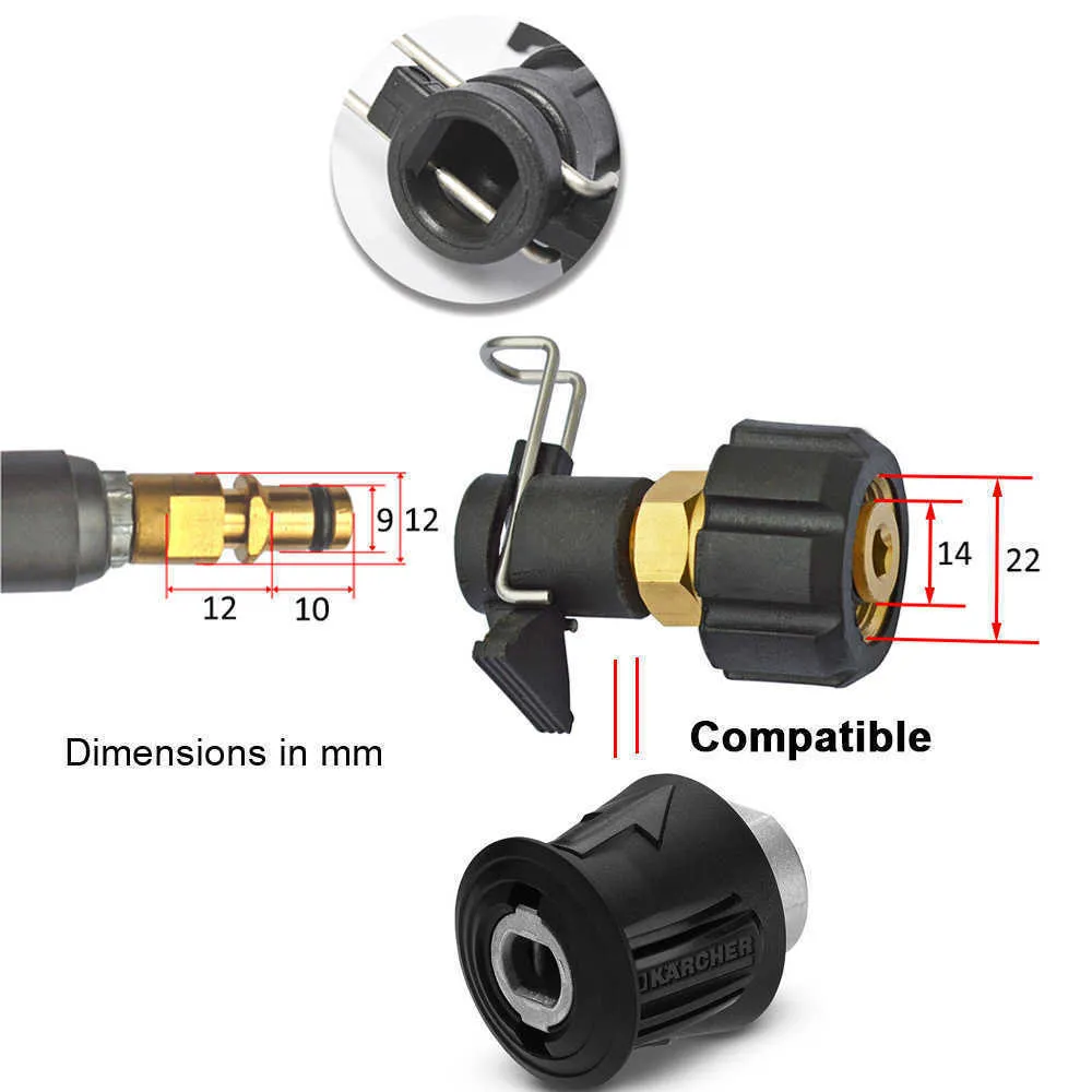 Conector Conversor M22 Quick Adaptador de Alta Pressão Adaptador de Pressão Lavadora de Mangueira de Lavagem Para Karcer K Series Mangueira