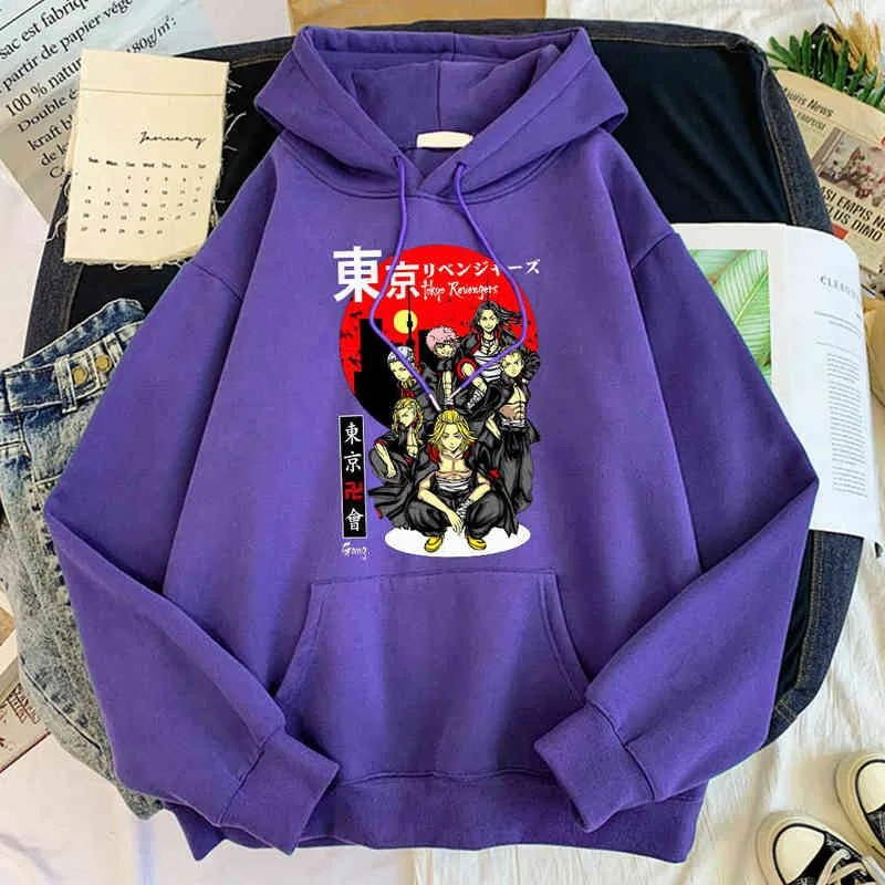 Tokyo Revenger Character Anime Hoodies Male Creative Casual Print Tracksuit For Men Autumn Hooded Fleece Oversized Sweatshirt H1227