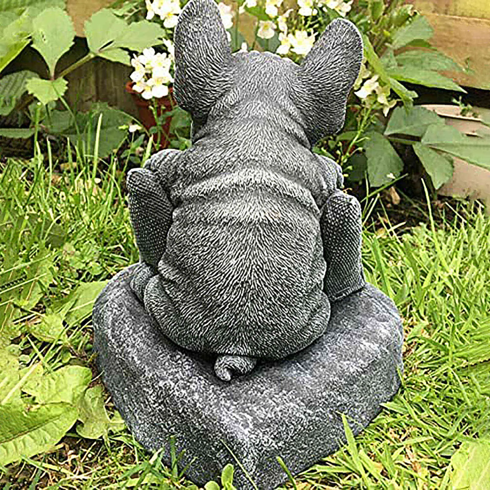 Französische Bulldogge, Skulptur „Willkommen auf einem Sockel“, Haus- oder Gartendekoration, Hofgartendekoration, Skulptur, Gartendekoration, Statue Q0811