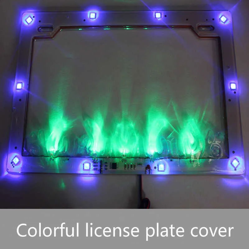 1 pièces universel moto ABS 12V 3W LED plaque d'immatriculation cadre couverture moto multicolore Flash décoratif couverture garniture accessoires voiture