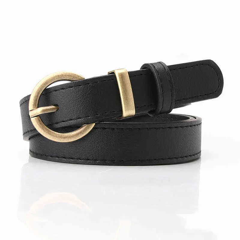 Cintura sottile da donna Cintura nera in pelle PU con fibbia in oro Cinture jeans da donna Cinturino da donna Cinturini da polso moda femminile G220301