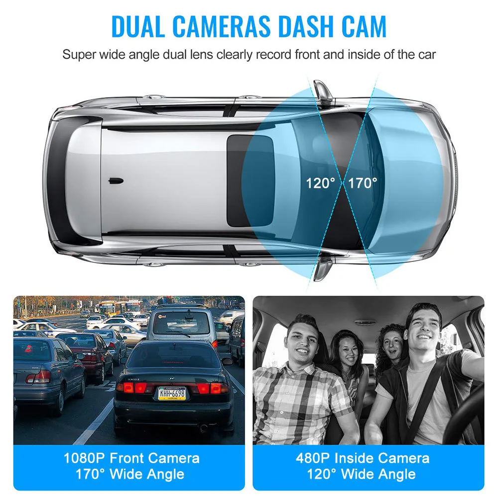 3 s Car DVR 4.0 Inch 1080P Dual Lens With Rearview Camera Video Recorder Auto Registrator Dvrs Dash Cam