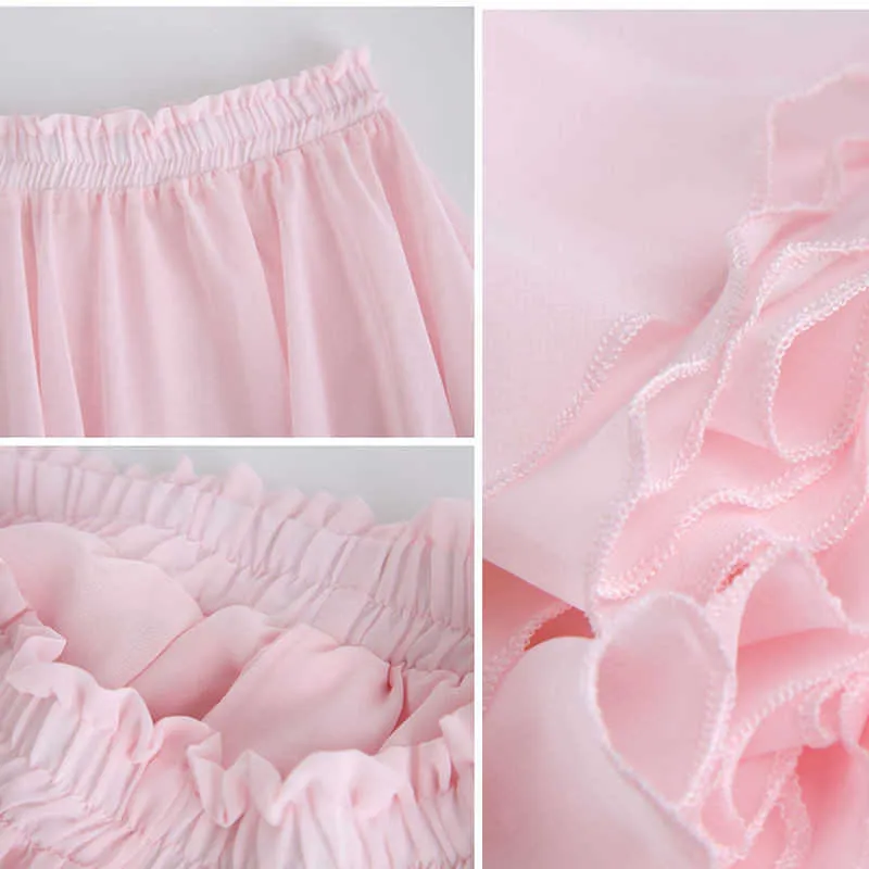Kobiety szyfonowe długie spódnice Suma solidna spódnica na plaży Autumn eleganckie maxi spódnice plus rozmiar czarny niebieski różowy biały biały 210619