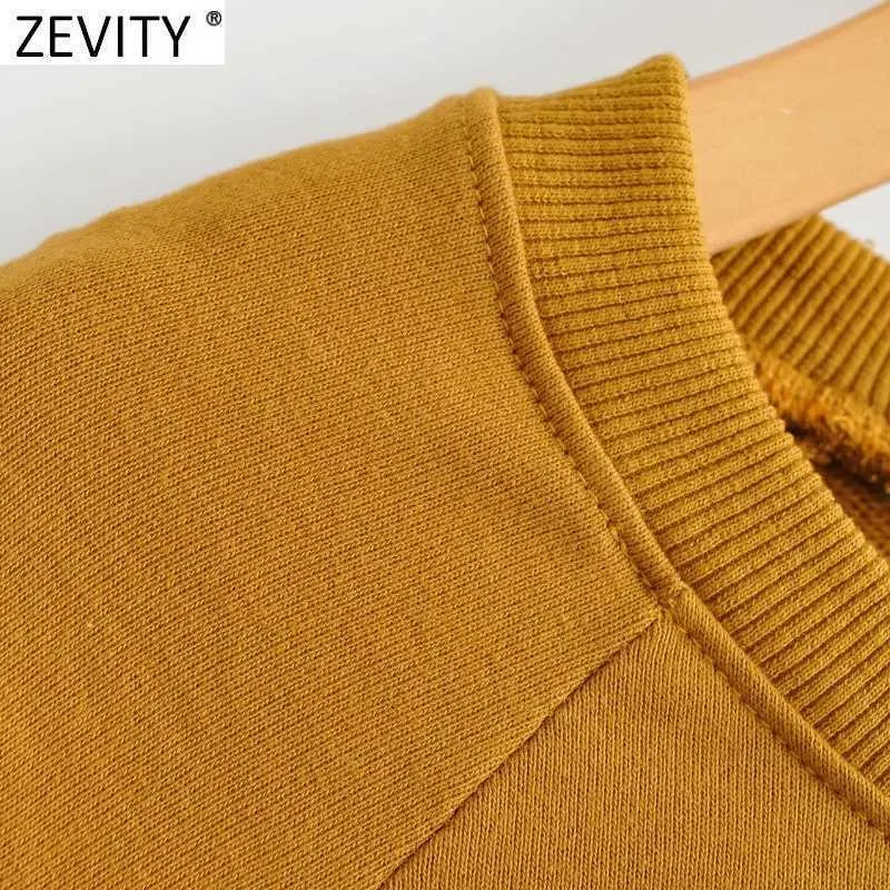 Zeefity Dames Mode Lange Mouw Voorste Print Casual Sweatshirts Vrouwelijke Basic O Neck Gebreide Hoodies Chic Pullover Tops H512 210603