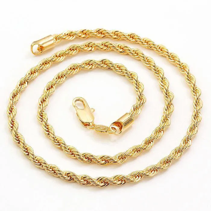 Collier en or massif jaune 18 carats G F pour hommes et femmes, chaîne à 24 cordes, bijoux charmants emballés avec 254u