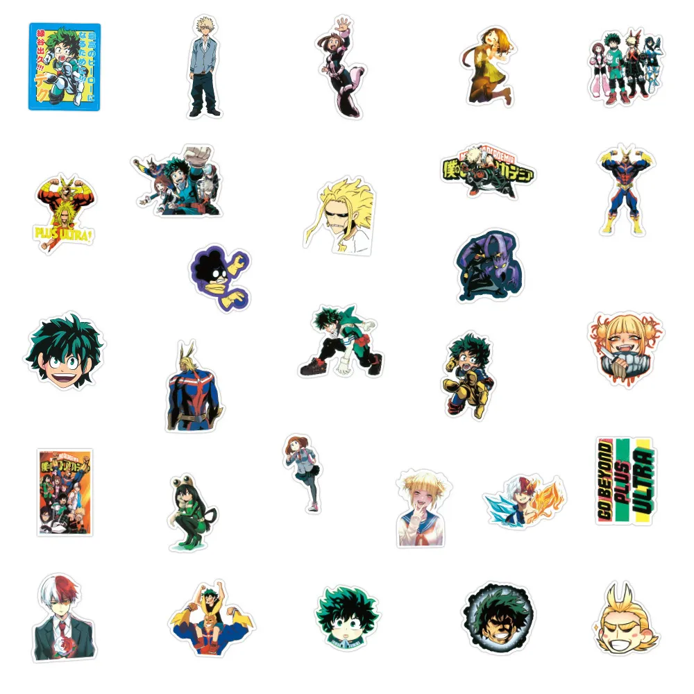 100st bilklistermärke Cartoon Anime Stickers My Hero Academia Graffiti Boku No Hero Academia Character Decal Laptop Car Kids Sticker289p
