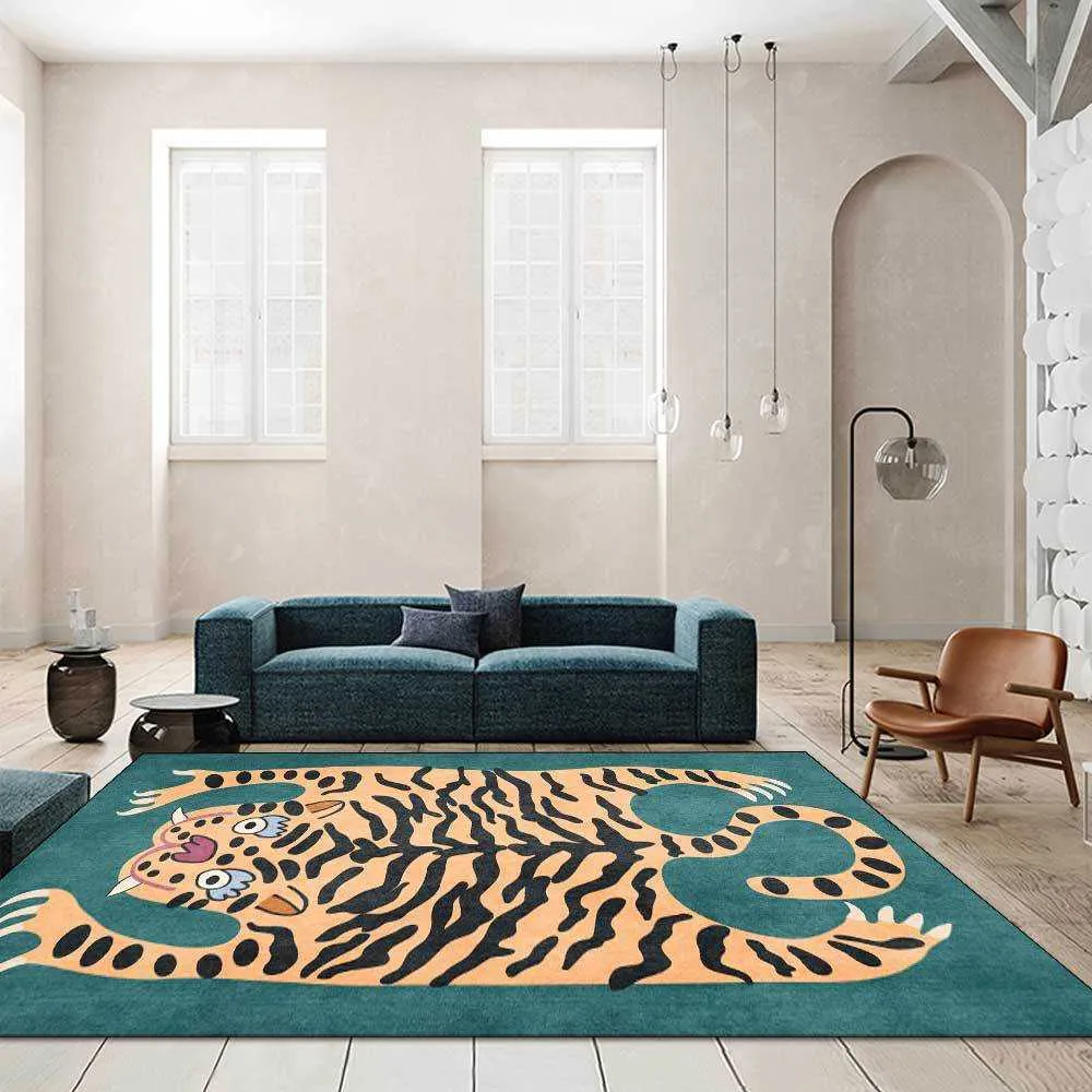 Cartoon Animals Series Carpet Child Play Area Rugs Cute Tiger skin 3D Printing Carpets for Kids Bedroom Game Rug Home Floor Mats 210626