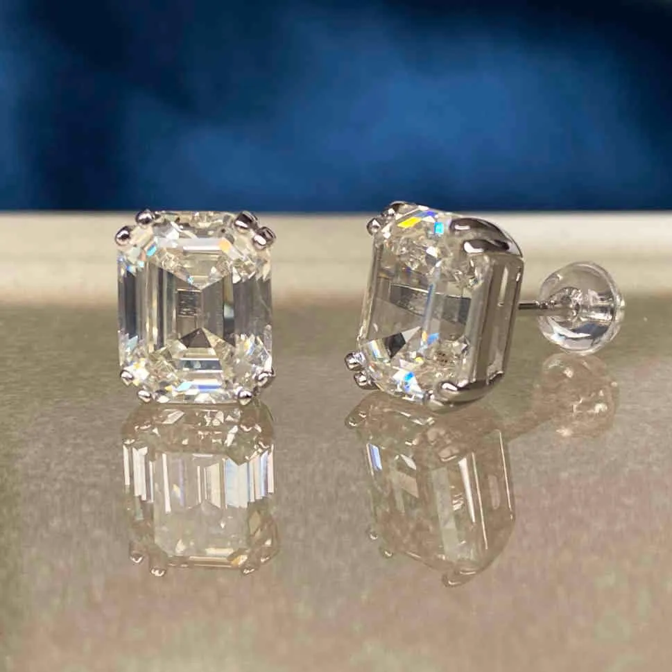 Vinregem 100% 925 sterling zilver Emerald Cut G gemaakt Moissanite diamanten Edelsteen oorbellen oorstekers fijne sieraden geheel 2102913