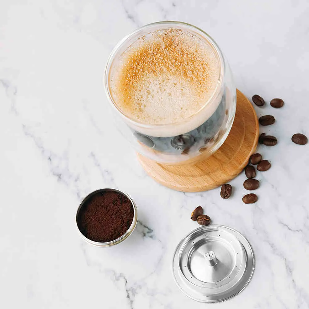 iCafilas wiederverwendbare Kaffeekapsel für Nespresso Vertuoline GCA1 ENV135, nachfüllbare Edelstahlfilter, Dosierung 2103268512883