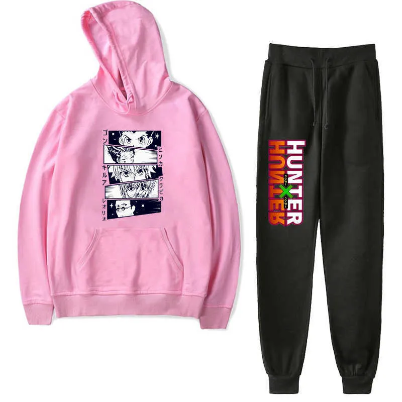 Erkekler Sokak Giyim Hoodie Set Trailsuit Sportswear Sets hoodies pantolonlar avcı X Hunter Kurapika Gon Killua Leorio Hisoka Hoodies X0610