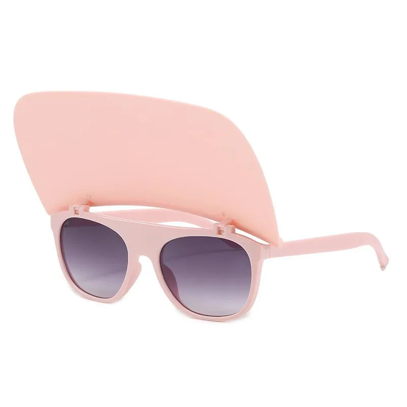 Lunettes de soleil à rabat pour femmes, chapeau Unique, une pièce carrée, blanc, noir, pour hommes, à clapet, Big290G