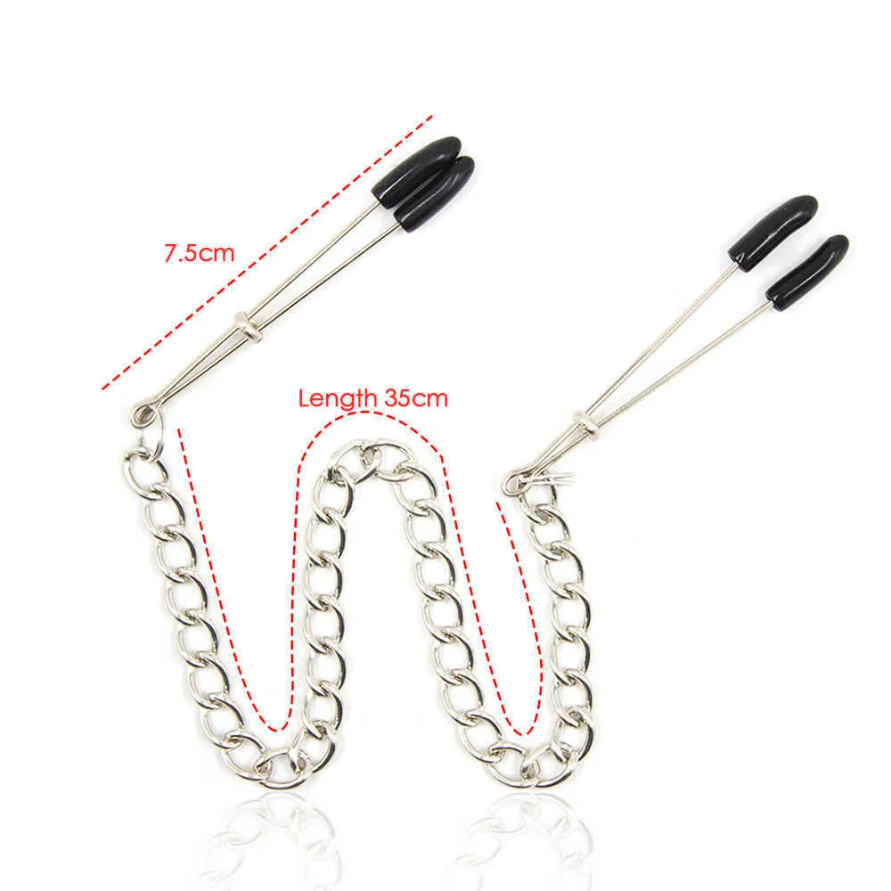 Clips ajustables para labios y pechos, productos sexuales, pinzas para pezones, Juguetes sexuales para parejas con cadena de Metal, juego para adultos, abrazadera para clítoris SP0122 P0816