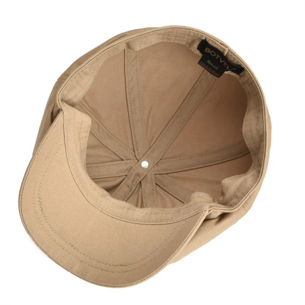 BOTVELA grande casquette gavroche homme sergé coton huit panneaux chapeau femme boulanger garçon casquettes kaki rétro chapeaux homme Boina Bere202I