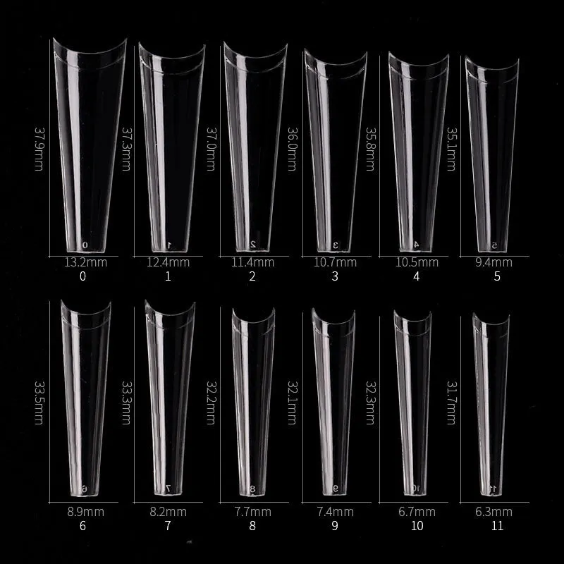 500st Long c Curve Falsk Tips XXL Kista Designs Konstgjorda Halvkåpa Nail Art Extension Tools Natural Clear Fake Tipsy