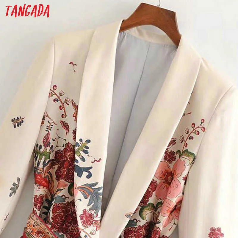 Tangada kvinnor kostym blazer blommig designer jacka Korea mode långärmad damer kvinnlig kontorsrock blåsor 3h48 211006