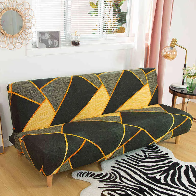 Геометрические Всеобъемлющие складные диван-кровать Крышка Крышка Tunge Wrap Rekbare Kaft Caft Cound без подлокотника STRITCH SLISCOVER 211116
