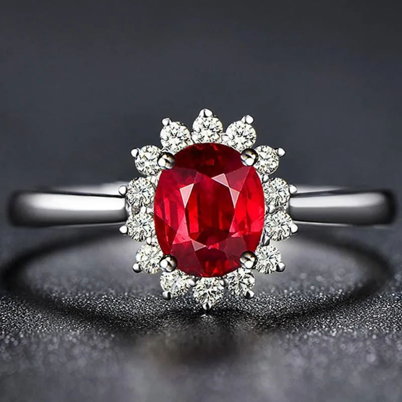 Cluster anéis clássico rubi pedras preciosas zircon diamantes rosa cor de ouro para mulheres vermelho jade cristal real jóias bijoux bague presentes266z